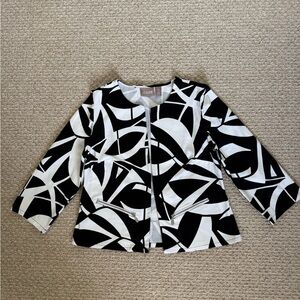 Chico's Black and White Patterned Jacket, 0🦋